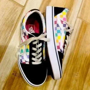 Vans | Shoes | Little Girls Rainbow Checkered Vans | Poshmark Little girls rainbow checker vans main image 0